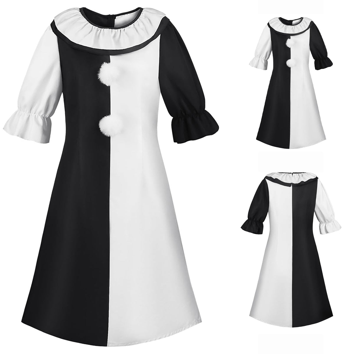 JOYEAR Scary Costumes Black and White Cosplay for Adults Unisex