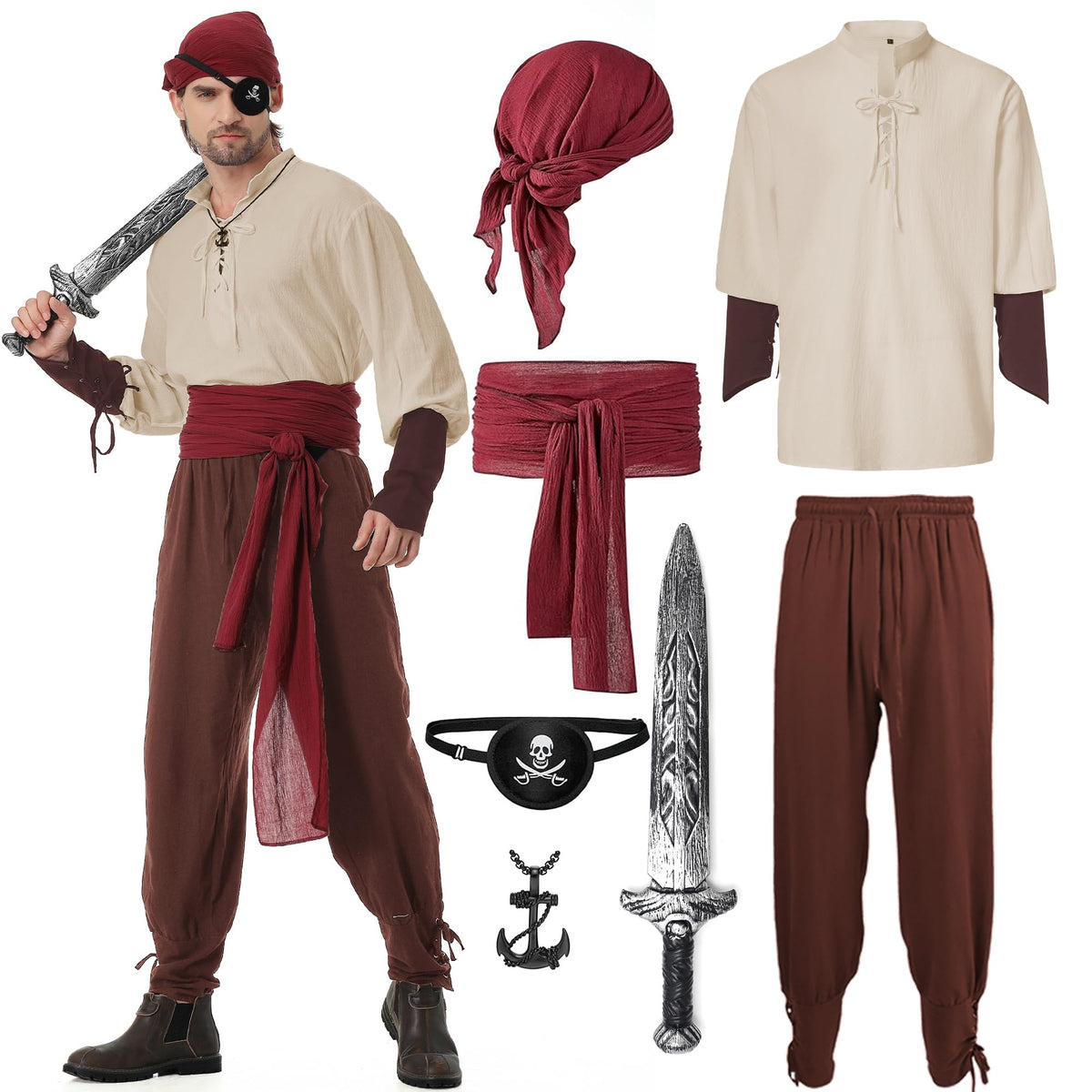 Rugged Pirate Costume Set