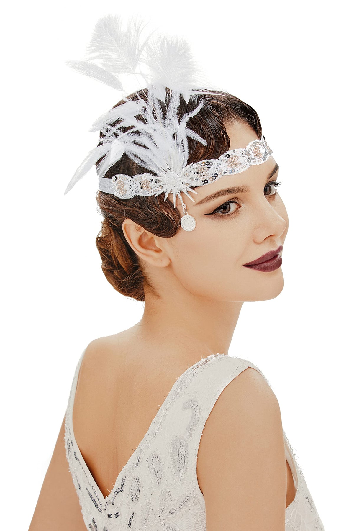 BABAYOND 1920s Headpiece Flapper Headband - Feather Headpiece for Women Roaring 20s Headpiece Great Gatsby Hair Accessories